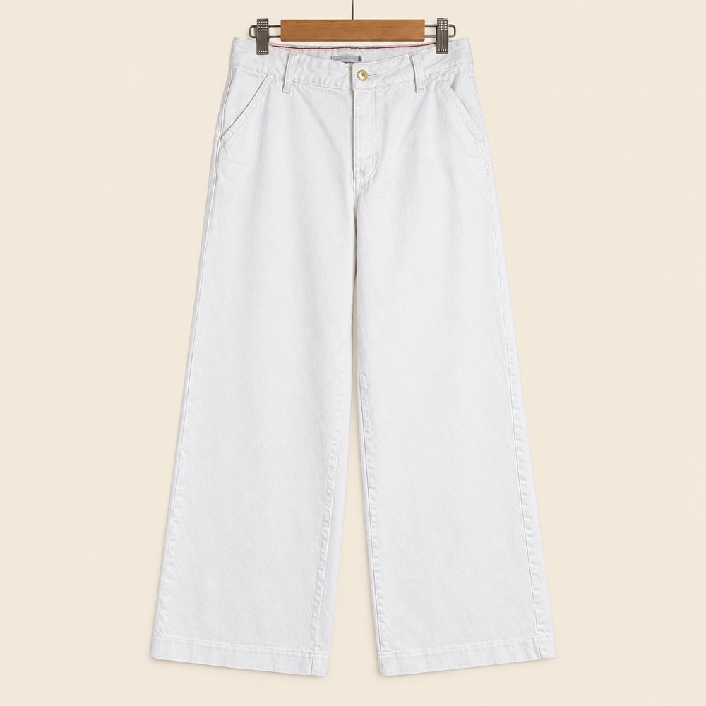 Tommy Hilfiger Wide Leg Jeans Women 6 White Good High Rise Denim
